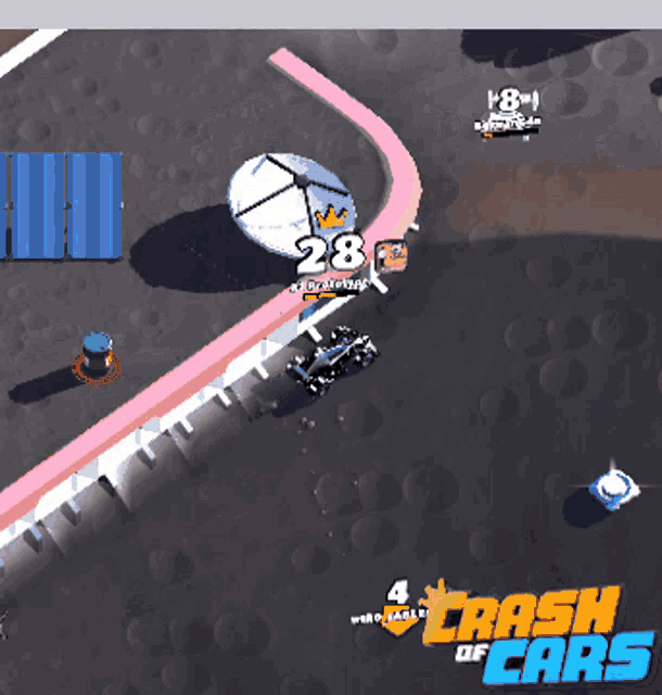 a screenshot of a video game called crash of cars shows a car with the number 28 on it