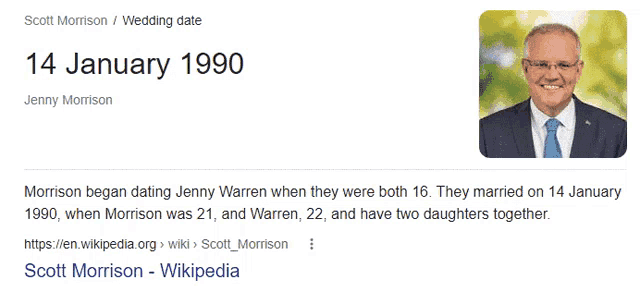 a picture of scott morrison 's wedding date