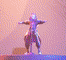 a pixel art of a person standing on top of a blue surface .