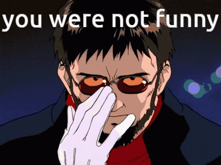 a man with glasses and a white glove covering his nose with the words you were not funny below him