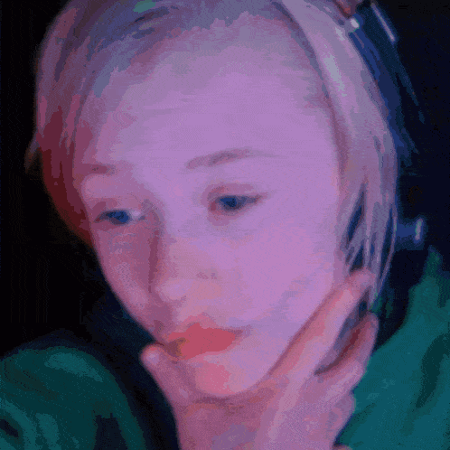 a close up of a person wearing headphones
