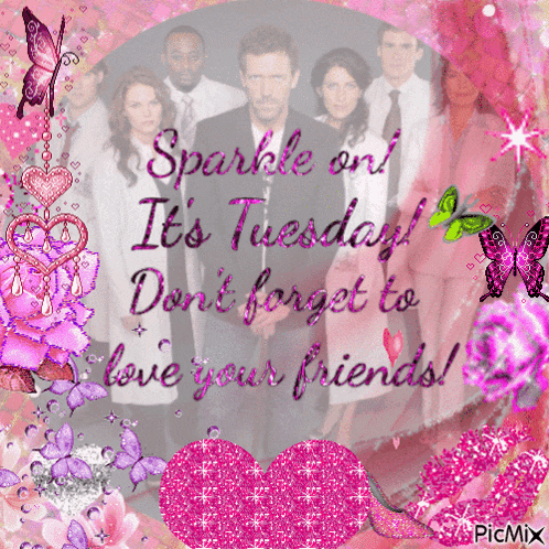 a picture of a group of people with the words sparkle on it 's tuesday