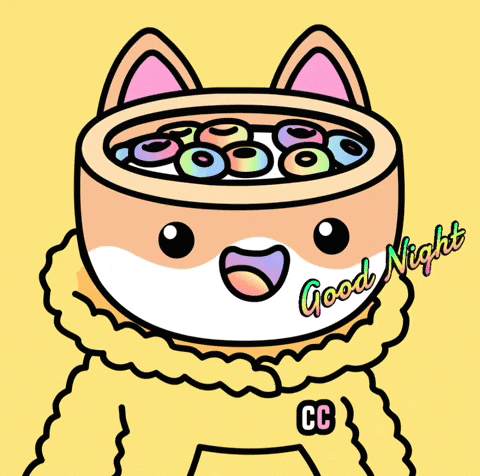 a cartoon drawing of a dog with the words good night written on it