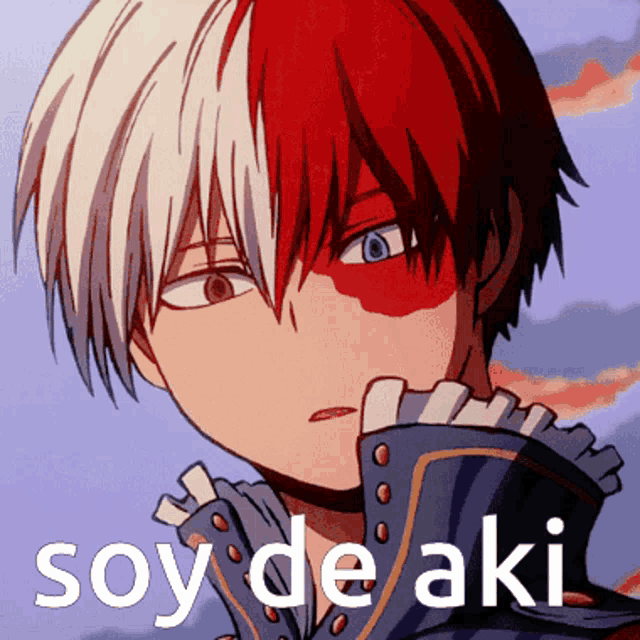a picture of a boy with the words soy de aki written on it