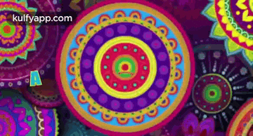 a colorful circular pattern with the letter a in the center
