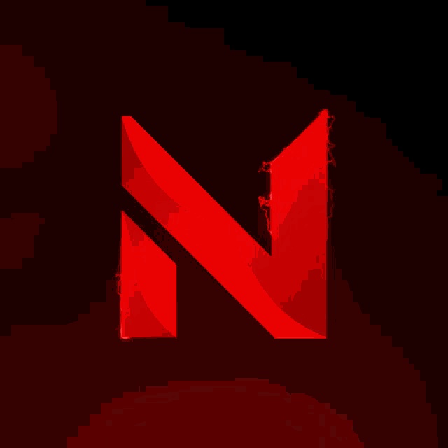 a red letter n with a black background