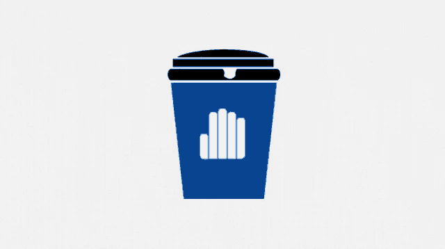 a blue coffee cup with the words coffee before talking