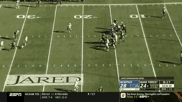 a football game between memphis and wake forest is on espn