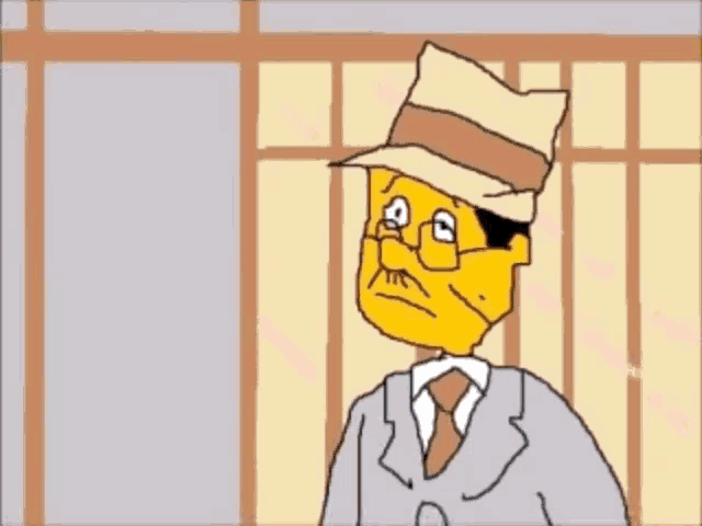 a cartoon of a man in a suit holding a blue briefcase with chinese writing on it
