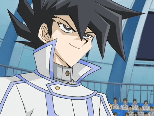 a cartoon character with black hair and a white shirt