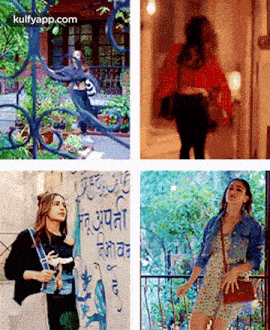 a collage of four pictures of a woman with the words kulfyapp.com on the bottom