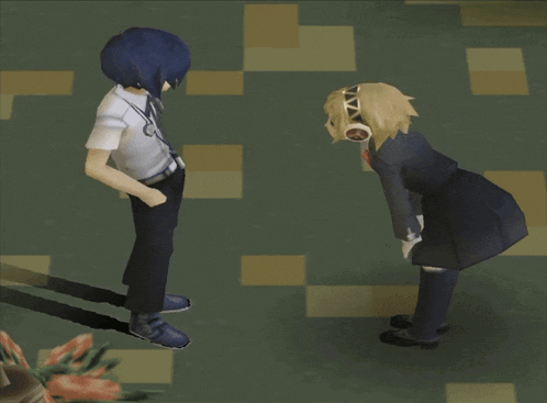 a boy and a girl are kissing in a video game scene