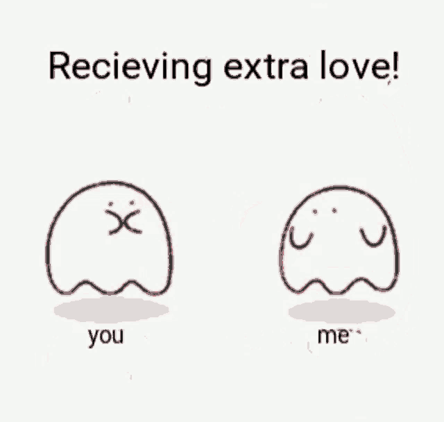 a cartoon of two ghosts receiving extra love from each other