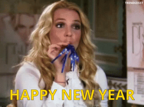 Happy New Year Party Horn GIF - Happy New Year Party Horn Britney Spears GIFs