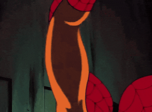 a cartoon drawing of a man in a red suit kicking