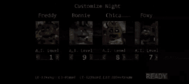 a screenshot of the five nights at freddy 's game menu .