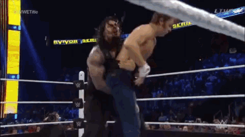a wrestling match between roman reigns and dean ambrose is being broadcast on wwe
