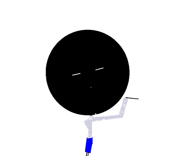 a black and white drawing of a person with a black circle on their head .
