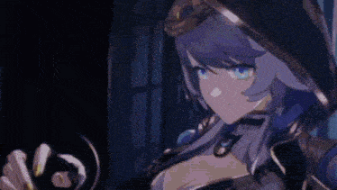 a girl with blue eyes and a hood is holding a sphere in her hand .