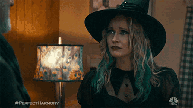 a woman in a witch costume is on nbc perfect harmony