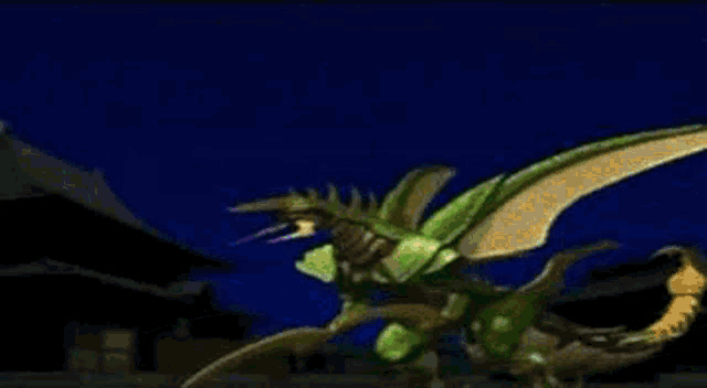 a green dragon is spraying purple smoke from its mouth