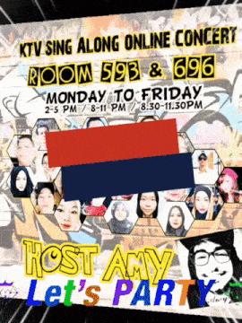 a poster that says ktv sing along online concert room 598 & 696