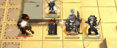 a group of cartoon characters are standing on a tiled floor .