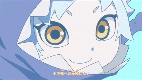 a close up of a cartoon character with japanese writing on the bottom right