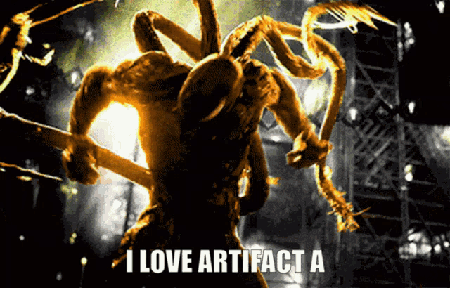 a picture of a monster with the words " i love artifact a " below it