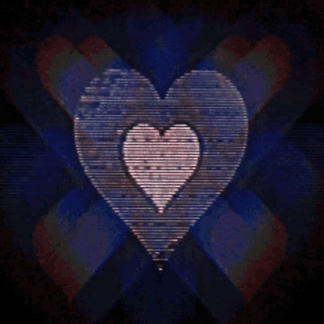a heart is surrounded by other hearts on a black background