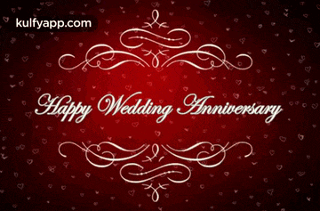 a red background with the words happy wedding anniversary written on it
