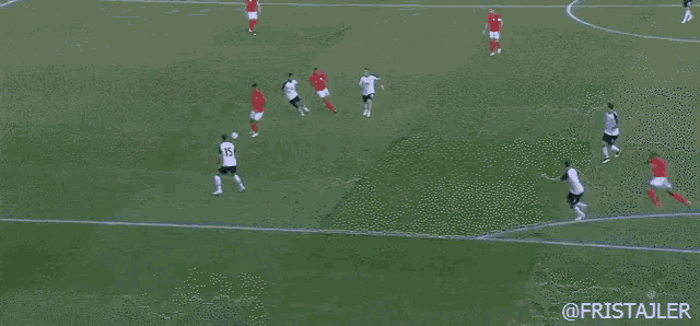 an aerial view of a soccer game with the hashtag @fritajler on the bottom