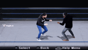 two men are fighting in a video game with a viggle.ai logo above them