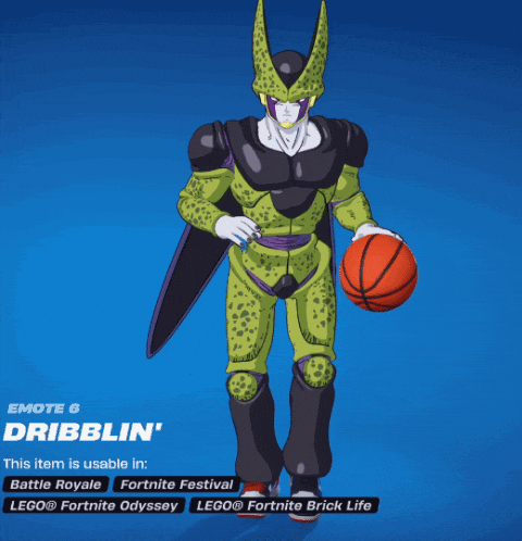 cell from dragon ball z holding a basketball in his hand