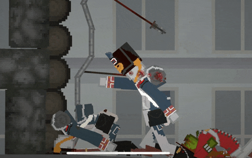 a pixel art drawing of a soldier with a sword and shield