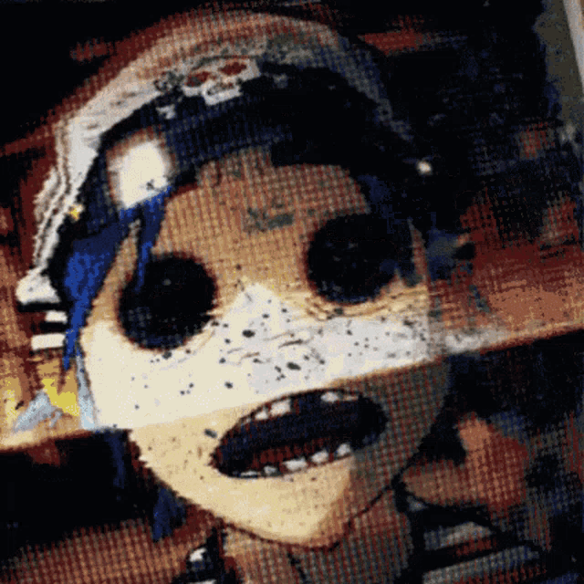 a painting of a cartoon character with a bandage on his face