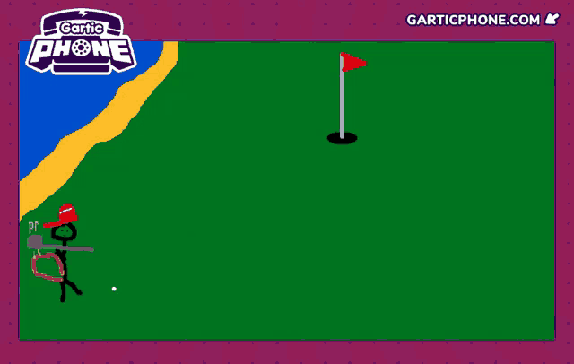 a game called gartic phone is being played on a green field
