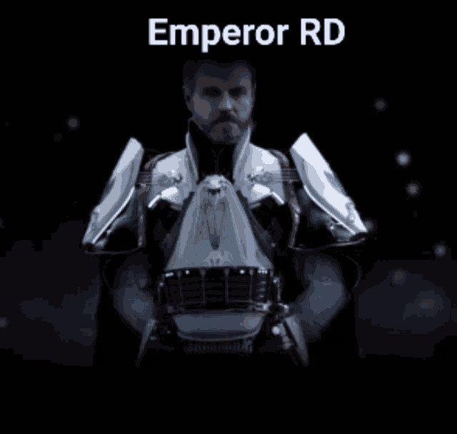 a man in armor with the name emperor rd at the top