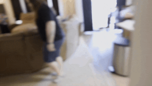 a blurred image of a person standing in a hallway