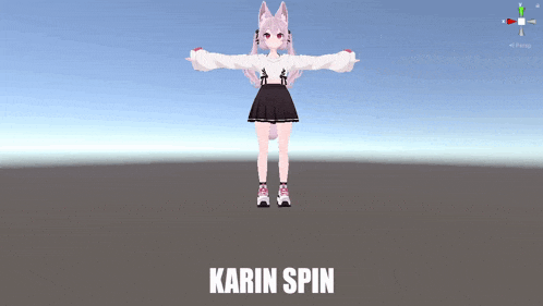 a 3d model of a girl with the name karin spin on the bottom right