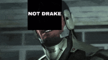 a man in a helmet with the words " not drake " behind him
