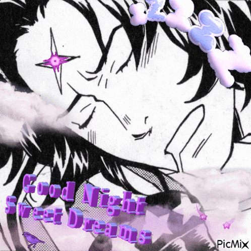 a black and white drawing of a girl with the words good night sweet dreams