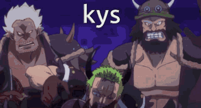 a close up of a person 's face with the word kys in white letters