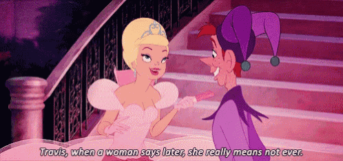 a cartoon character says travis when a woman says later she really means not ever ..