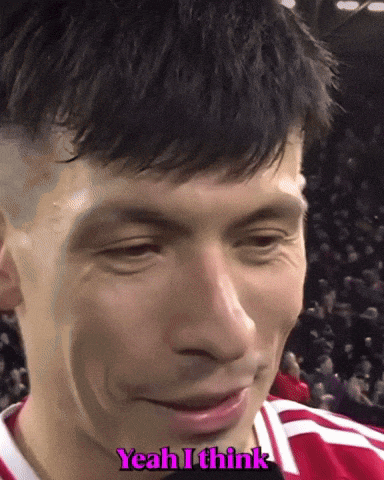 a close up of a man 's face with the words yeah i think below it