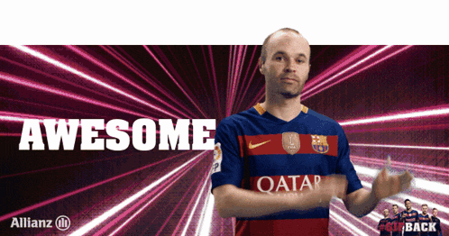a man wearing a qatar jersey is applauding