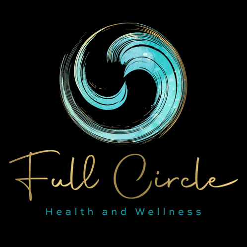 a logo for full circle health and wellness with a wave in the center
