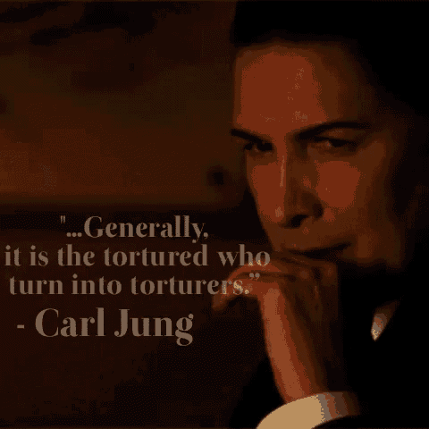 a man with a quote from carl jung on his face