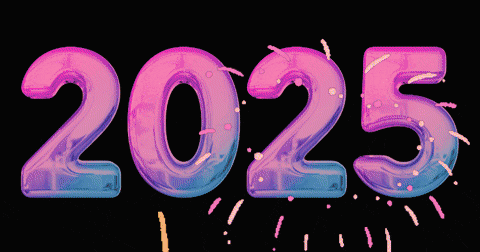 the number 2025 is written in pink and blue