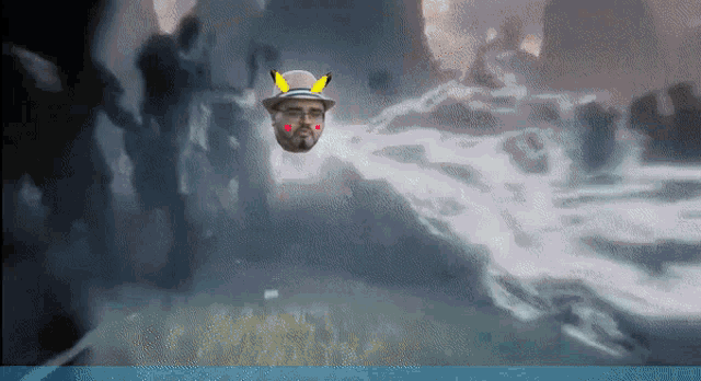 a man in a hat with a pikachu on it